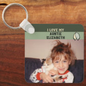 名前の両側のを緑葉に追加する キーホルダー (正面)