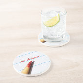 名前の並べられた紙の赤い先生の鉛筆 コースター (側面)