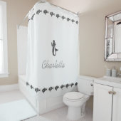 名前の人魚および魚の灰色の海上記号 シャワーカーテン (インサイチュ)