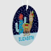 名前の付いたかわいい女性のクリスマスラマ オーナメント (正面)