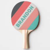 名前の付いたはっきりした日焼けストライプのサンゴ 卓球ラケット (裏面)