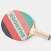 名前の付いたはっきりした日焼けストライプのサンゴ 卓球ラケット (横)