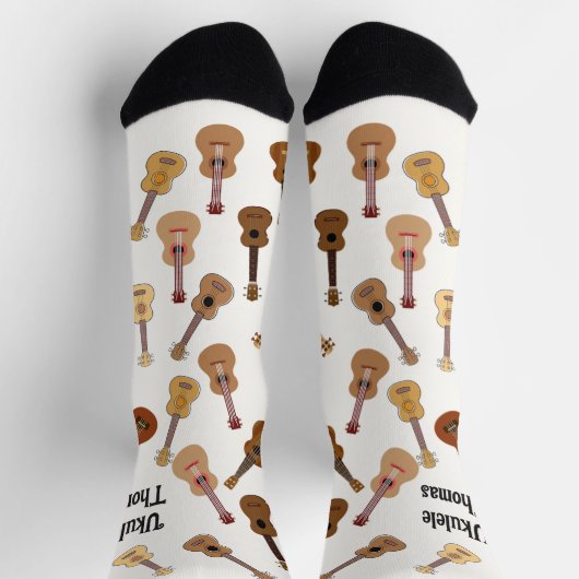 名前の付いたウクレレ模様 ソックス (上部)