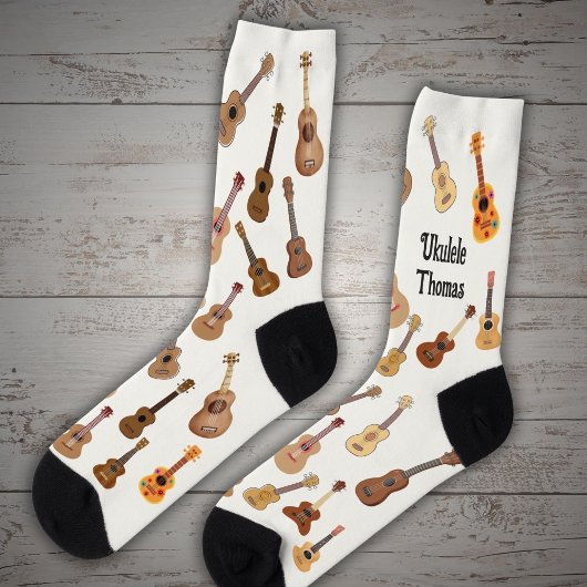 名前の付いたウクレレ模様 ソックス