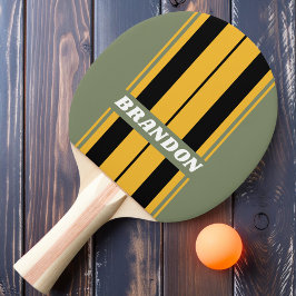 名前の付いたオリーブストライプナイトライトボード 卓球ラケット
