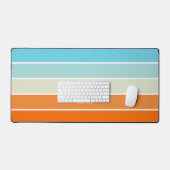 名前の付いたオレンジ色の緑のストライプカラーブロック デスクマット (キーボード&マウス)