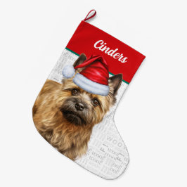 名前の付いたクリスマスケアン犬の背景 ラージクリスマスストッキング