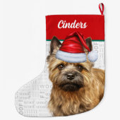 名前の付いたクリスマスケアン犬の背景 ラージクリスマスストッキング (裏面)