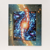 名前の付いたコズミックラジアントブルーとオレンジ ジグソーパズル (縦)