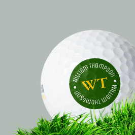 名前の付いたゴルフボール( green circle monogram ) ゴルフボール