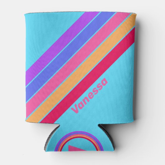 名前の付いたシーストライプグラスの 缶クーラー (正面)