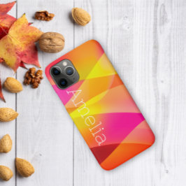 名前の付いたジオメトリック波イエローマゼンタオレンジ iPhone 11 PROケース