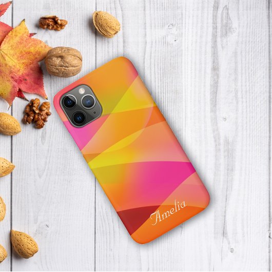 名前の付いたジオメトリック波イエローマゼンタオレンジ Case-Mate iPhoneケース