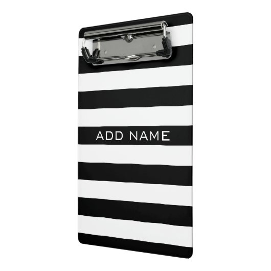 名前の付いたストライプの白黒のパターン ミニクリップボード (アングル2)