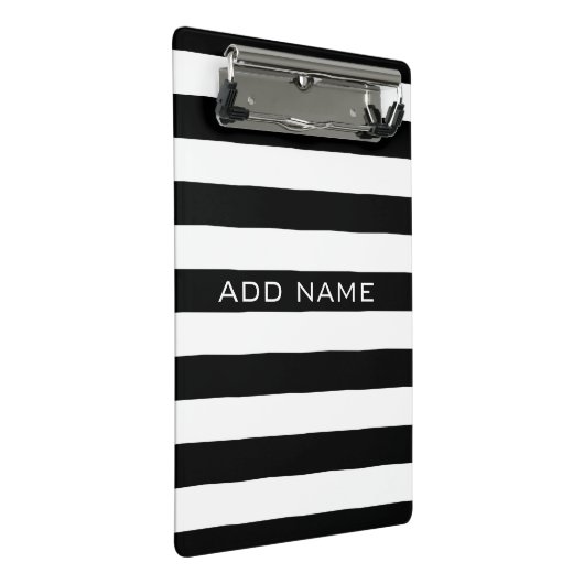名前の付いたストライプの白黒のパターン ミニクリップボード (アングル)