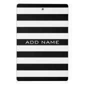 名前の付いたストライプの白黒のパターン ミニクリップボード (裏面)