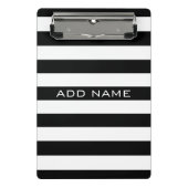 名前の付いたストライプの白黒のパターン ミニクリップボード (正面)