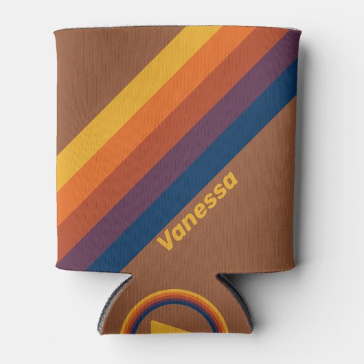 名前の付いたストライプ焼き粘土の 缶クーラー (正面)
