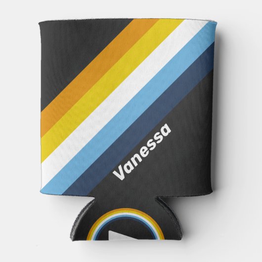 名前の付いたストライプ石炭夜間 缶クーラー (正面)