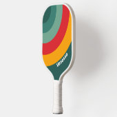 名前の付いたストライプ緑の円 ピックルボールラケット (左)