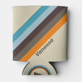 名前の付いたストライプFoxglove Rustの 缶クーラー