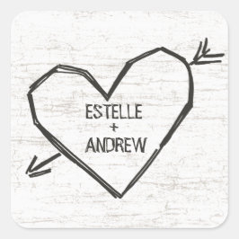 名前の付いたハートを彫る スクエアシール