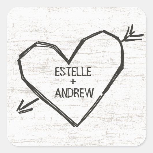 名前の付いたハートを彫る スクエアシール (正面)