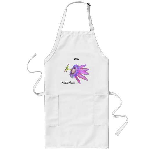 名前の付いたパッションフラワー ロングエプロン (正面)