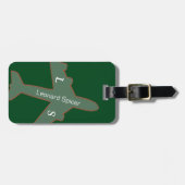名前の付いたパーソナライズされた緑色の荷札 ラゲッジタグ (正面横)
