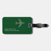名前の付いたパーソナライズされた緑色の荷札 ラゲッジタグ (裏面横)