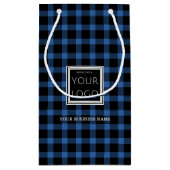 名前の付いたビジネスロゴ(プロモーション用青いプレード) スモールペーパーバッグ (裏面)