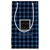 名前の付いたビジネスロゴ(プロモーション用青いプレード) スモールペーパーバッグ (正面)