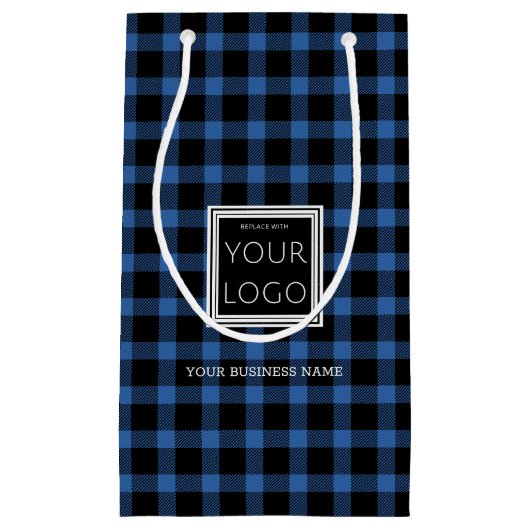 名前の付いたビジネスロゴ（プロモーション用青いプレード） スモールペーパーバッグ (正面)