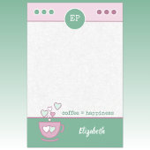 名前の付いたピンクと緑のコーヒーカップ ポストイット