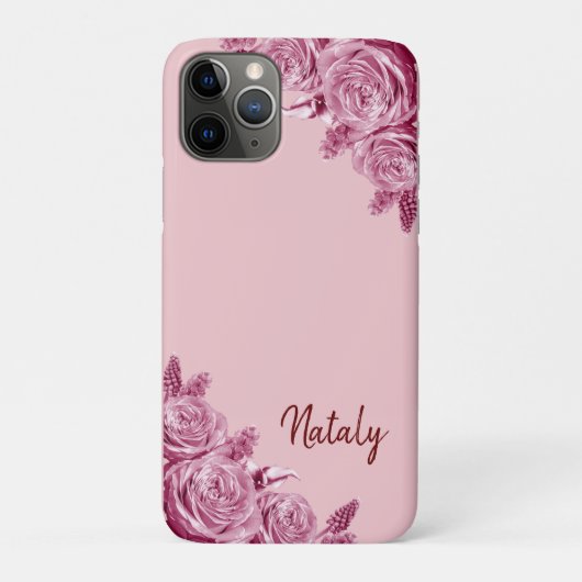 名前の付いたピンクの花組成物 Case-Mate iPhoneケース (裏)