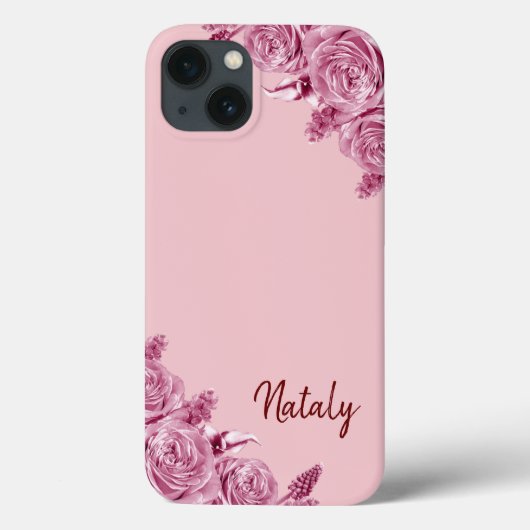 名前の付いたピンクの花組成物 Case-Mate iPhoneケース (裏面)