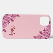 名前の付いたピンクの花組成物 Case-Mate iPhoneケース (裏面 (横))