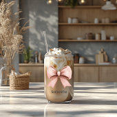 名前の付いたピンクコケット弓 ガラス缶