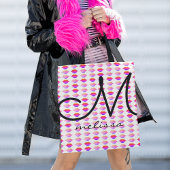 名前の付いたピンク色の唇のパターン トートバッグ