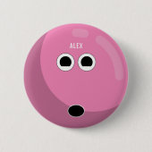 名前の付いたボウリングボール |ピンク/白 缶バッジ (正面)