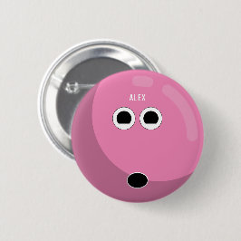 名前の付いたボウリングボール |ピンク/白 缶バッジ