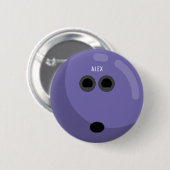 名前の付いたボウリングボール |紫/黒 缶バッジ (正面&裏面)