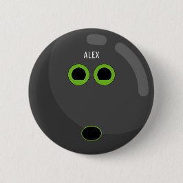 名前の付いたボウリングボール |黒/緑 缶バッジ