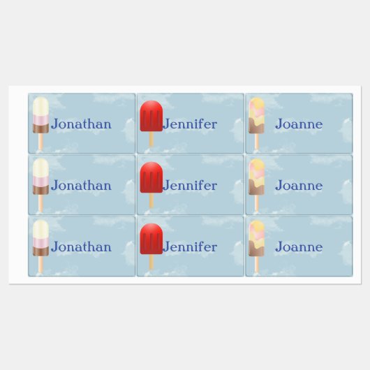 名前の付いたポプシクル ラベル (シート)