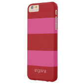 名前の付いたモダンピンクストライプの色の赤いパターン Case-Mate iPhoneケース (裏面左)