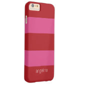 名前の付いたモダンピンクストライプの色の赤いパターン Case-Mate iPhoneケース (裏面/右)