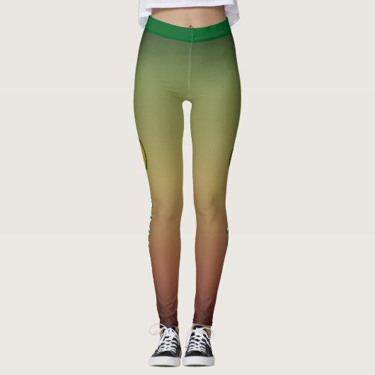 名前の付いたモノグラムグラデーショグラデーションン緑 レギンス (正面)