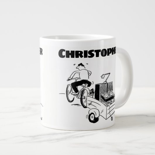 名前の付いたモバイルディスクジョッキーのギフト ジャンボコーヒーマグカップ (正面右)