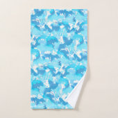名前の付いたライトブルーとホワイト抽象芸術 バスタオルセット (ハンドタオル)