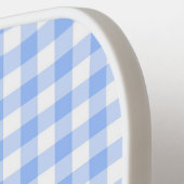 名前の付いたライトブルーのギンガムピックボールパドル ピックルボールラケット (左詳細)